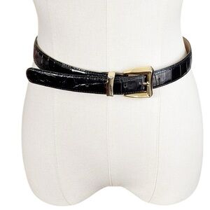 Lejon imported Black Alligator Grain Steerhide Women’s leather belt USA | M